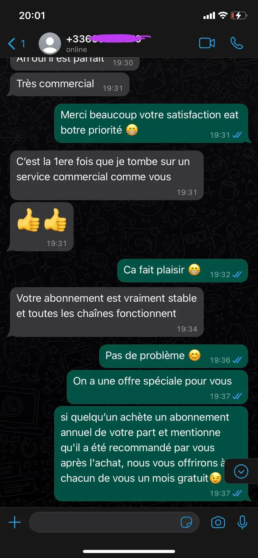Avis client IPTV Smarters Pro sur WhatsApp