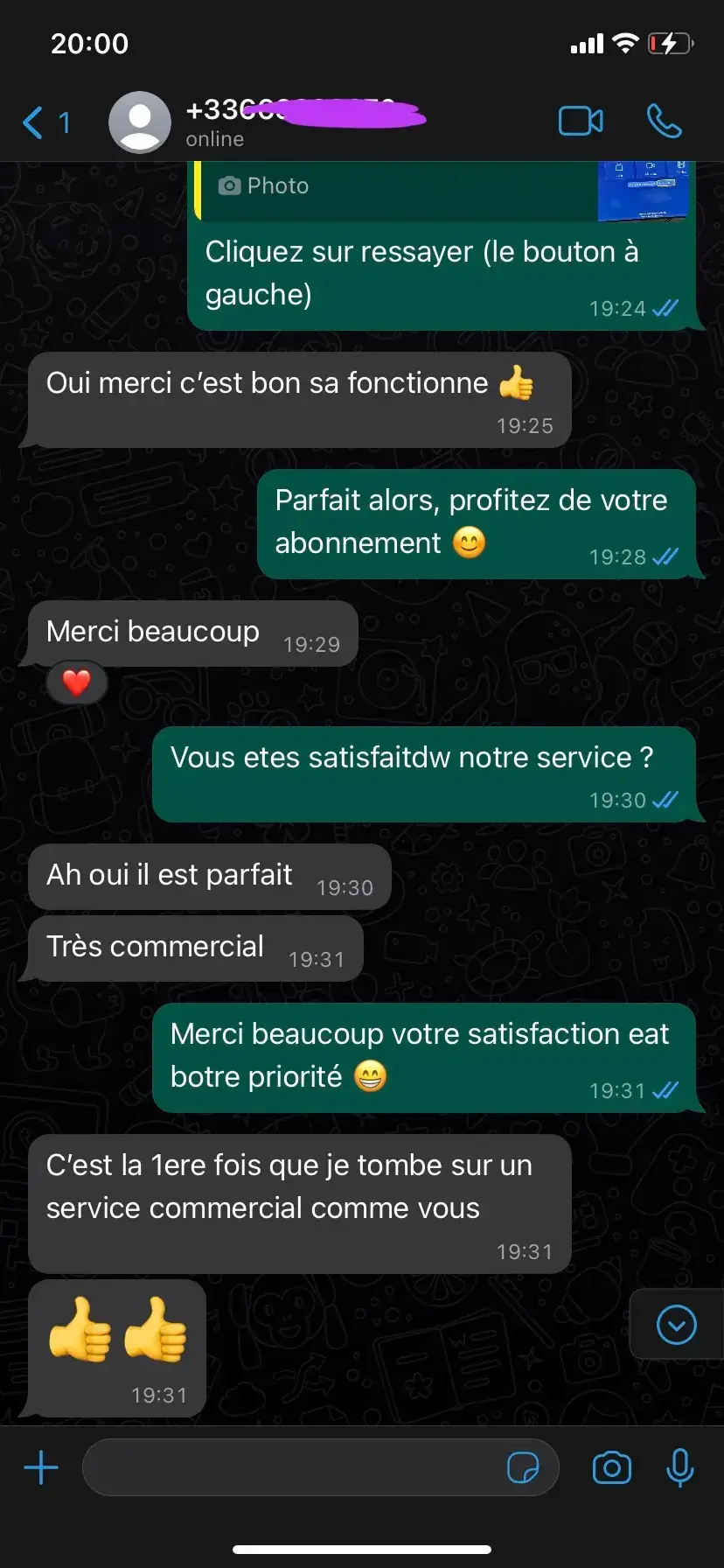 Avis client IPTV Smarters Pro sur WhatsApp